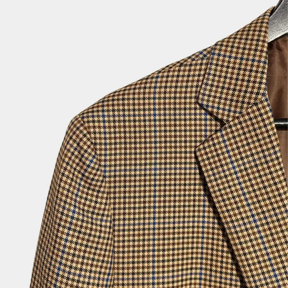 BROOKS BROTHERS Fitzgerald Mens Blazer Sport Coat Jacket 43R Brown Plaid Wool